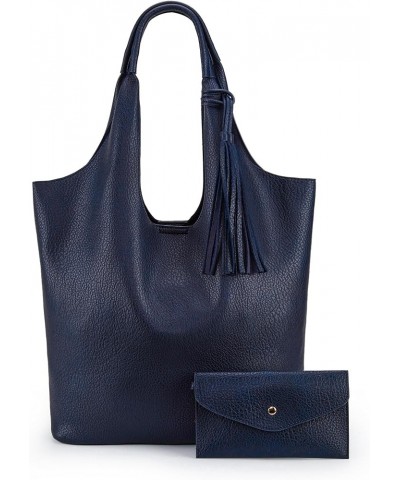 Slouchy Hobo Bags for Women Soft Designer Shoulder Purses Ladies Top Handle Handbag Z Navy Blue $13.24 Hobo Bags