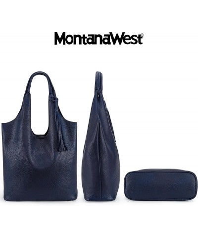 Slouchy Hobo Bags for Women Soft Designer Shoulder Purses Ladies Top Handle Handbag Z Navy Blue $13.24 Hobo Bags