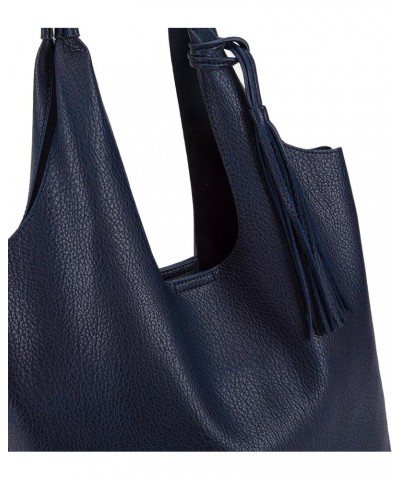 Slouchy Hobo Bags for Women Soft Designer Shoulder Purses Ladies Top Handle Handbag Z Navy Blue $13.24 Hobo Bags