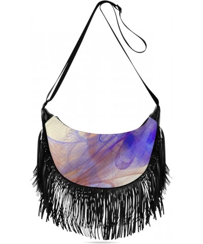 Women Fringe Tassel Cross Body Bag Colorful Feather Leisure Shoulder Bag Color498 $12.42 Crossbody Bags