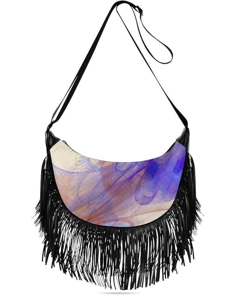 Women Fringe Tassel Cross Body Bag Colorful Feather Leisure Shoulder Bag Color498 $12.42 Crossbody Bags