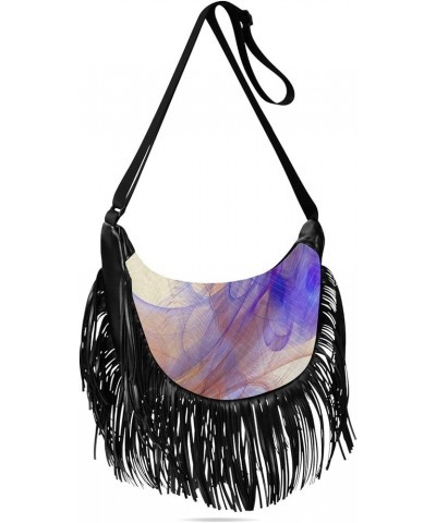 Women Fringe Tassel Cross Body Bag Colorful Feather Leisure Shoulder Bag Color498 $12.42 Crossbody Bags