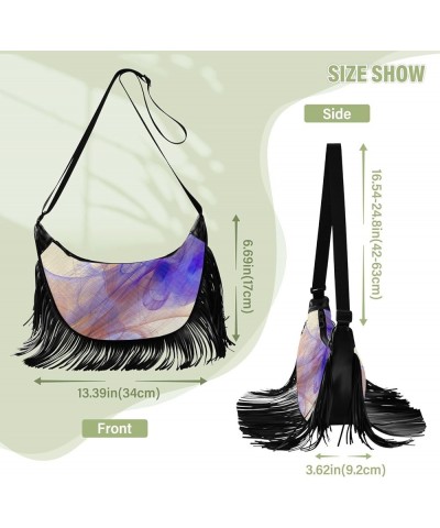 Women Fringe Tassel Cross Body Bag Colorful Feather Leisure Shoulder Bag Color498 $12.42 Crossbody Bags