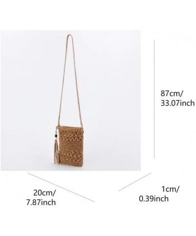 Women Small Straw Crossbody Bag Women Weave Rattan Shoulder Bag Beach Shoulder Purse with Tassel Brown $9.94 Crossbody Bags