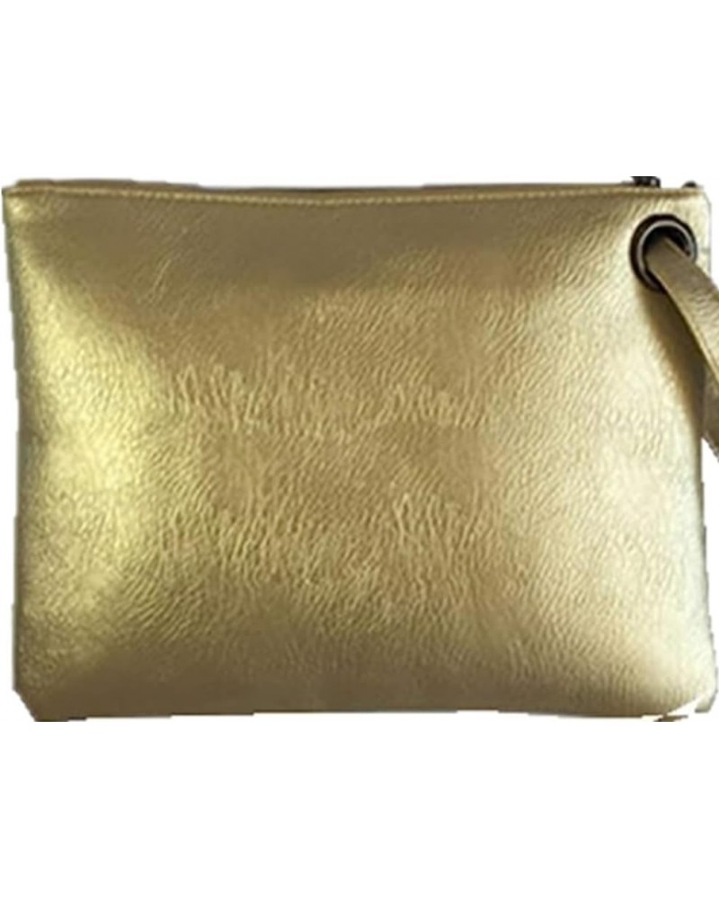 Unique Vegan Women Clutch Bag PU Leather Envelope Clutch Bag Handbag Wristlets for Beach Holiday Golden $8.39 Clutches