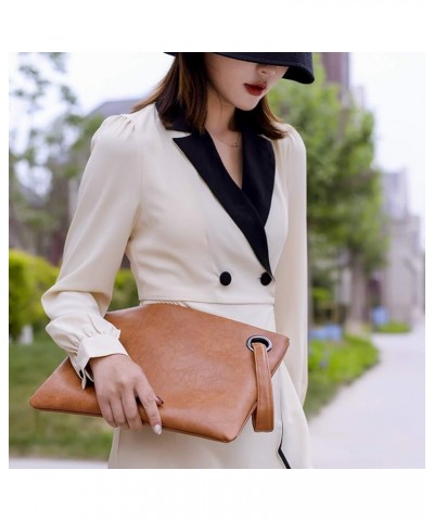 Unique Vegan Women Clutch Bag PU Leather Envelope Clutch Bag Handbag Wristlets for Beach Holiday Golden $8.39 Clutches