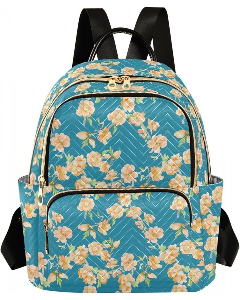 Beautiful Peach Flowers Women's Backpack Purse Causal Daypack Work Travel College Business Trip Bag Shoulder Bag Medium $15.1...