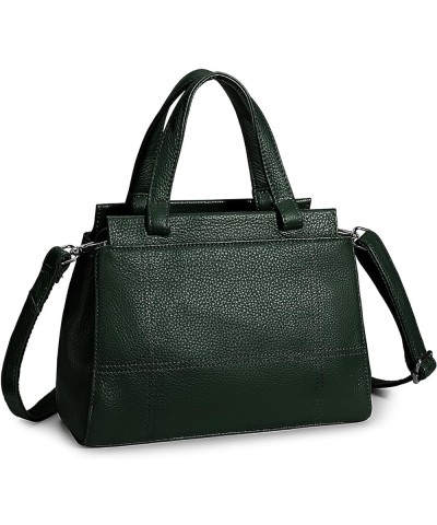 Women's Leather Handbag Purse Shoulder Bag Crossbody Bag Double Zip Pockets Medium Size Dark Green $17.91 Crossbody Bags