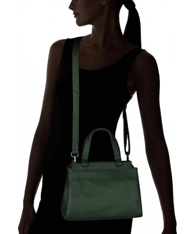 Women's Leather Handbag Purse Shoulder Bag Crossbody Bag Double Zip Pockets Medium Size Dark Green $17.91 Crossbody Bags