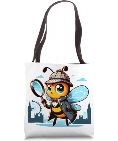 Funny Detective Bee in London Beekeeping Adventure Tote Bag $10.00 Totes