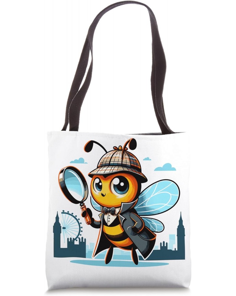 Funny Detective Bee in London Beekeeping Adventure Tote Bag $10.00 Totes