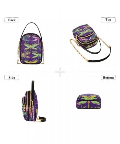 Dragonflies Multi Pockets Crossbody Bags for Women Zip Cell Phone Purse Wallet Bag with Detachable Shoulder Strap Handbag Pur...