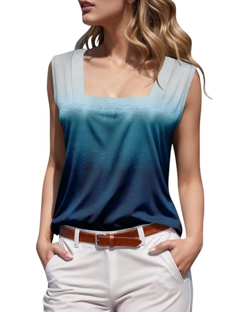 Tank Top for Women Solid Color Sleeveless Tank Tops Square Neck 2024 Summer Work Shirt Casual Loose Basic Tops 4-blue $5.38 C...