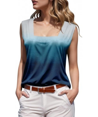 Tank Top for Women Solid Color Sleeveless Tank Tops Square Neck 2024 Summer Work Shirt Casual Loose Basic Tops 4-blue $5.38 C...