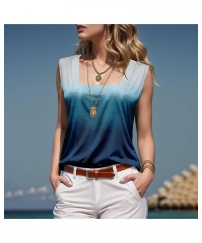 Tank Top for Women Solid Color Sleeveless Tank Tops Square Neck 2024 Summer Work Shirt Casual Loose Basic Tops 4-blue $5.38 C...