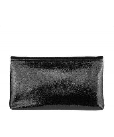 Women's Cracked Metallic Fabric Foldover Clutch with Tassel Black1 $21.90 Clutches