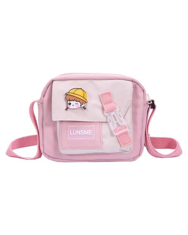 Kawaii Messenger Bag for Women Aesthetic Shoulder Crossbody Bag with Cute Pins Y2K Tote Bag Japanese Preppy Supplies Pink $9....