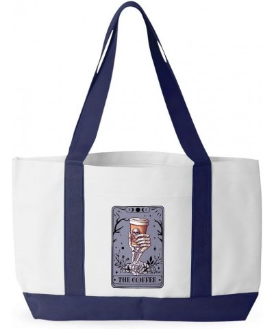 Coffee Tarot Card Cruiser Tote Bag - Presents for Coffee Lovers - Best Present Ideas White Navy $17.35 Totes