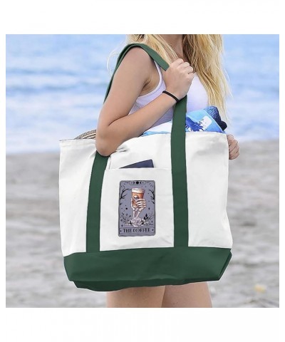 Coffee Tarot Card Cruiser Tote Bag - Presents for Coffee Lovers - Best Present Ideas White Navy $17.35 Totes