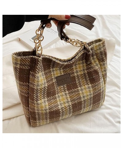 Fashion Shoulder Hobo Bags for Women Wool Tweed Tote Bags Plaid Pattern Bowknot Handbags and Purses Large Capacity Tote $10.8...