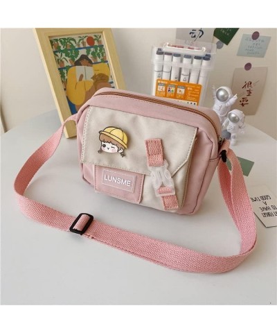 Kawaii Messenger Bag for Women Aesthetic Shoulder Crossbody Bag with Cute Pins Y2K Tote Bag Japanese Preppy Supplies Pink $9....