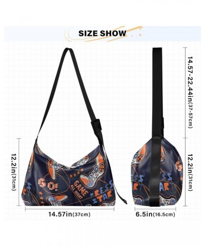 Orange Vintage Joysticks Womens Shoulder Bag Hobo Crossbody Leather Casual Tote Bag for Women Large Retro Game Controller Han...