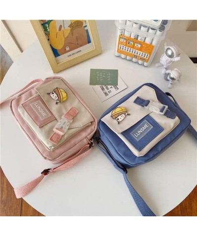 Kawaii Messenger Bag for Women Aesthetic Shoulder Crossbody Bag with Cute Pins Y2K Tote Bag Japanese Preppy Supplies Pink $9....