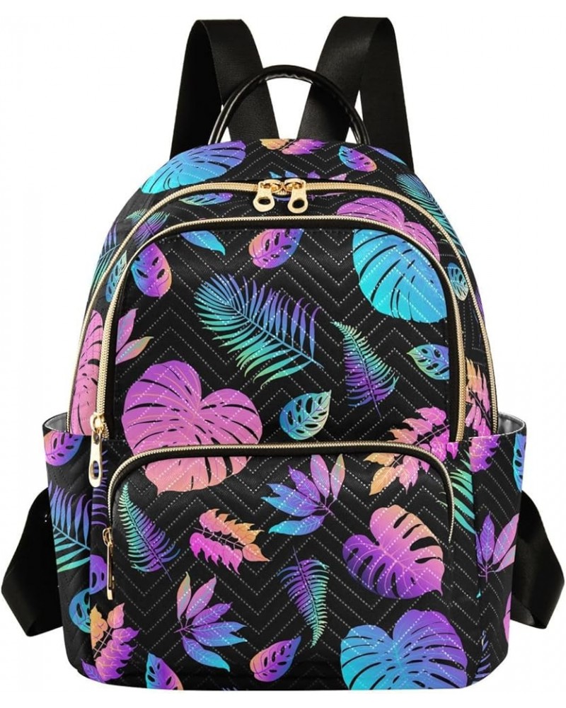 Mini Backpack Palm Leaves Colorful Fashion Backpack Purse for Women,Handbag Shoulder Bag Casual Daypack, Ladies Gift for Coll...