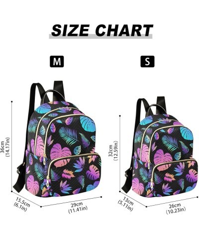 Mini Backpack Palm Leaves Colorful Fashion Backpack Purse for Women,Handbag Shoulder Bag Casual Daypack, Ladies Gift for Coll...