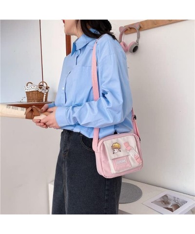 Kawaii Messenger Bag for Women Aesthetic Shoulder Crossbody Bag with Cute Pins Y2K Tote Bag Japanese Preppy Supplies Pink $9....