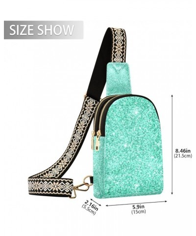 Light Glitter Leather Womens Cross Body Bag, Ideal for Securely Carrying Essentials, Small Crossbody Bag Turquoise Glitter Gr...