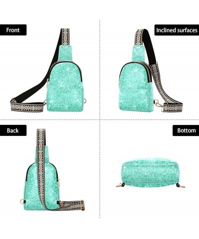 Light Glitter Leather Womens Cross Body Bag, Ideal for Securely Carrying Essentials, Small Crossbody Bag Turquoise Glitter Gr...