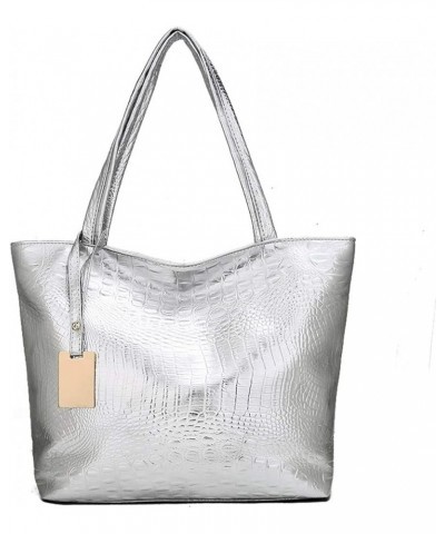 Multipurpose Design Handbags and Shoulder Bag Fashion Handbag Solid Capacity Women Ladies Shoulder Tote Bags Large (Silver, O...