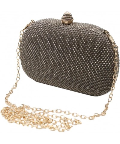 Elegant Crystal Box Clutch Bling Evening Bag for Women Formal Rhinestone Wedding Handbags Party Purse Grey $15.92 Evening Bags