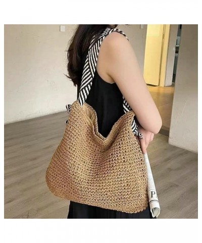 Straw Beach Bag Vintage Hobo Bags Crossbody Purse Shoulder Bag Tote Bag Women Travel Work Knot Summer Beach Bag 2024 Khaki $1...