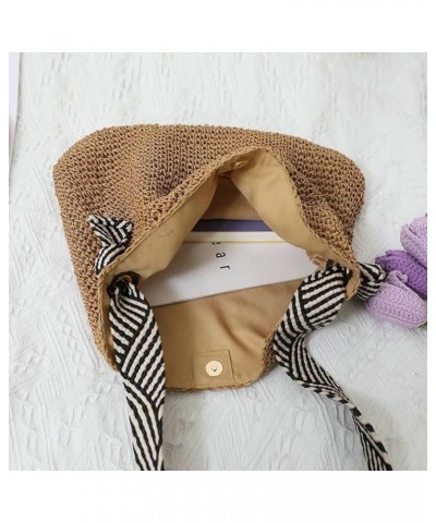 Straw Beach Bag Vintage Hobo Bags Crossbody Purse Shoulder Bag Tote Bag Women Travel Work Knot Summer Beach Bag 2024 Khaki $1...