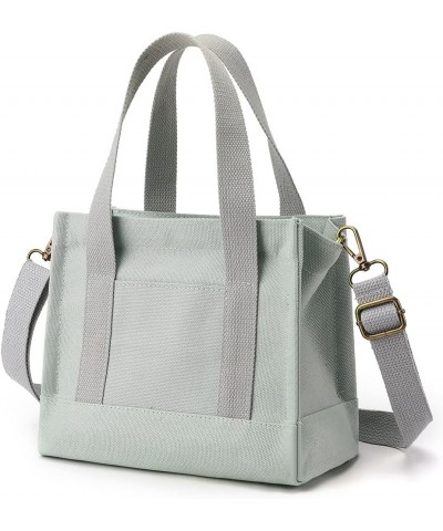 Canvas Tote Bag for Women - Fashion Small Crossbody Tote Bag with Zipper Hobo Bag Satchel Purses Gray Green $11.39 Hobo Bags