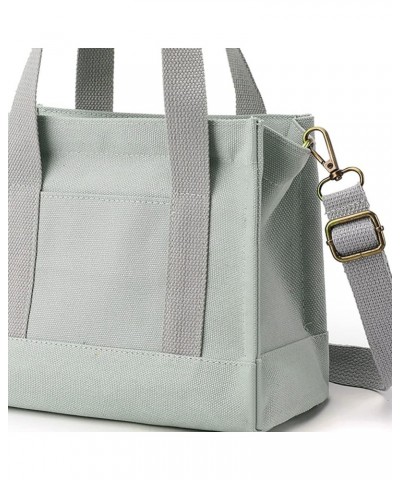 Canvas Tote Bag for Women - Fashion Small Crossbody Tote Bag with Zipper Hobo Bag Satchel Purses Gray Green $11.39 Hobo Bags