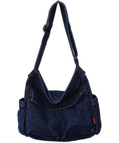 Canvas Messenger Large Hobo Crossbody Bag with Multiple Pockets - Perfect for Women and Men on the Go Dark Blue $11.89 Hobo Bags