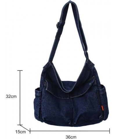 Canvas Messenger Large Hobo Crossbody Bag with Multiple Pockets - Perfect for Women and Men on the Go Dark Blue $11.89 Hobo Bags