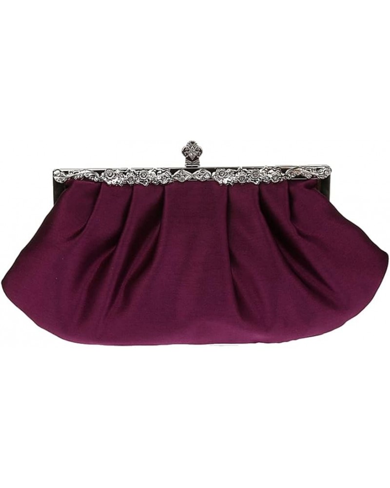 Satin Pleated Rhinestone Clutch Purse Wedding Party Prom Evening Bag Handbag Purse Champagne Purple $26.05 Evening Bags