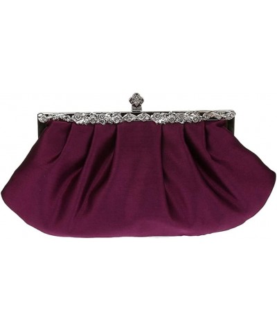 Satin Pleated Rhinestone Clutch Purse Wedding Party Prom Evening Bag Handbag Purse Champagne Purple $26.05 Evening Bags