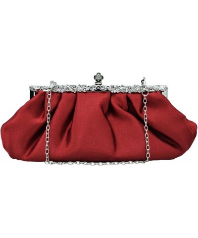 Satin Pleated Rhinestone Clutch Purse Wedding Party Prom Evening Bag Handbag Purse Champagne Purple $26.05 Evening Bags