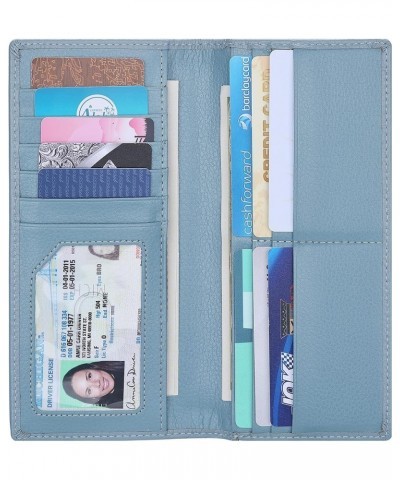 Ultra Slim Thin Leather Women Wallet RFID Blocking Credit Card Holder Bifold Long Ladies Billfold 2- Light Blue $9.60 Wallets