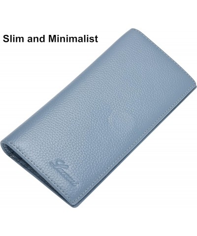 Ultra Slim Thin Leather Women Wallet RFID Blocking Credit Card Holder Bifold Long Ladies Billfold 2- Light Blue $9.60 Wallets