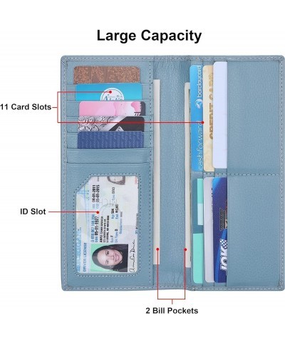 Ultra Slim Thin Leather Women Wallet RFID Blocking Credit Card Holder Bifold Long Ladies Billfold 2- Light Blue $9.60 Wallets