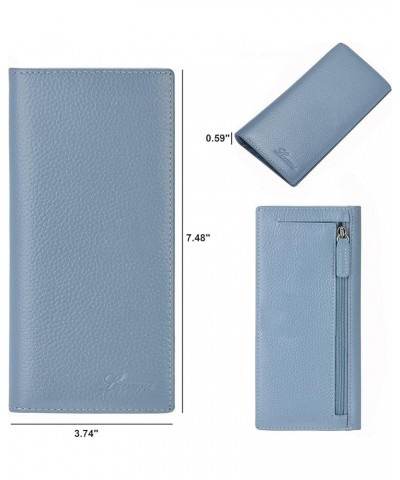 Ultra Slim Thin Leather Women Wallet RFID Blocking Credit Card Holder Bifold Long Ladies Billfold 2- Light Blue $9.60 Wallets