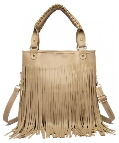 Casual Rivets Fringed Shoulder Handbag for Women,Soft Vegan Leather Hippie Crossbody Purse Bag Hobo Bag D-khaki $18.42 Hobo Bags