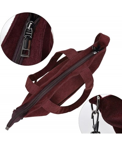 Corduroy Bag Casual And Fashionable Corduroy Student Shoulder Bag Women's Crossbody Bag Wine $8.69 Totes