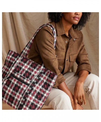 Womens Cotton Vera Tote Bag Fireplace Plaid $43.70 Totes